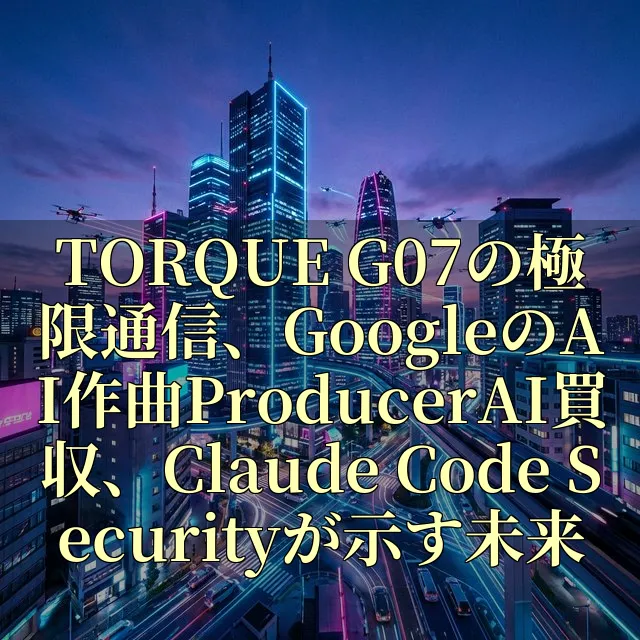 TORQUE G07の極限通信、GoogleのAI作曲ProducerAI買収、Claude Code Securityが示す未来