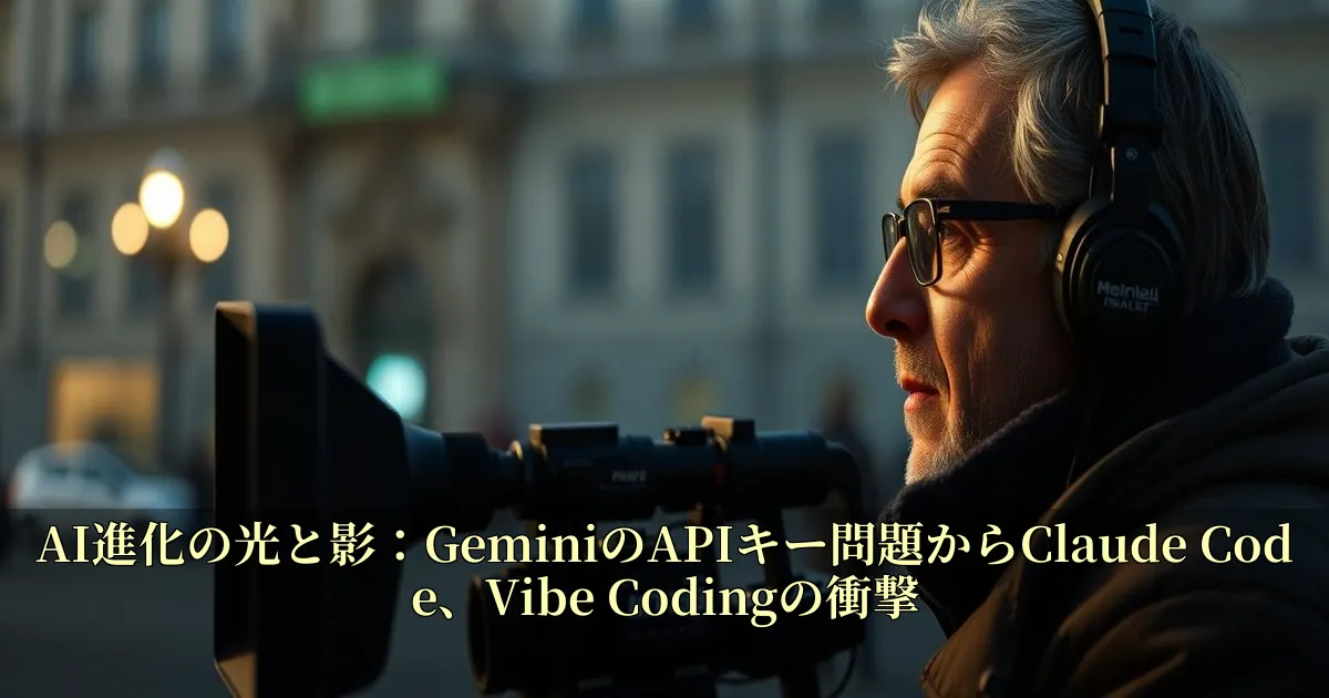 AI進化の光と影：GeminiのAPIキー問題からClaude Code、Vibe Codingの衝撃