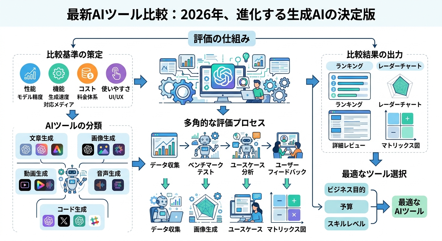 最新AIツール比較：2026年、進化する生成AIの決定版 図解