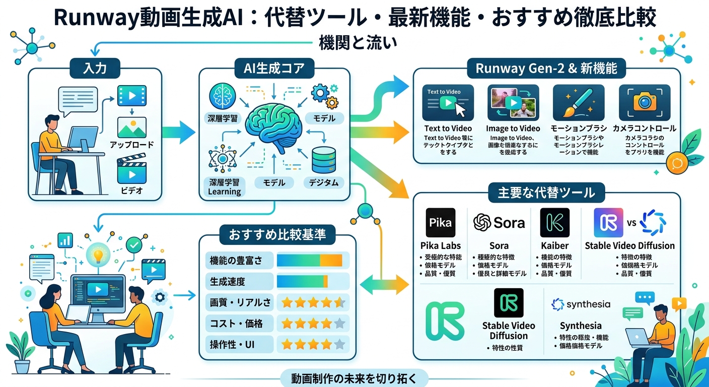 Runway動画生成AI:代替ツール・最新機能・おすすめ徹底比較 図解