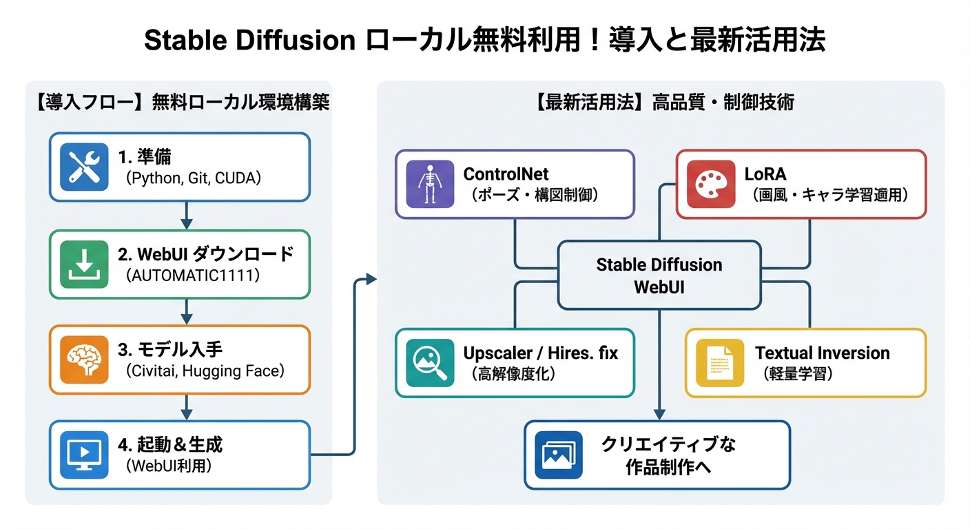 Stable Diffusionをローカルで無料利用！簡単導入と最新活用法 図解