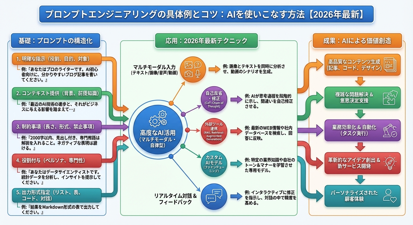 プロンプトエンジニアリングの具体例とコツ：AIを使いこなす方法【2026年最新】 図解